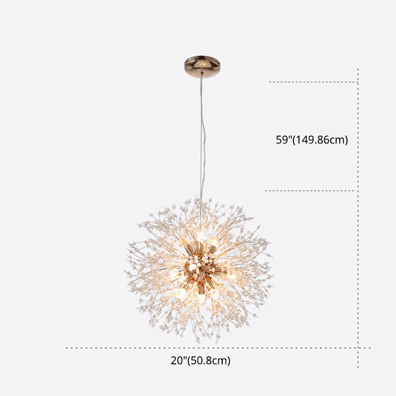Contemporary Simplicity Style Dandelion Chandelier with Crystal Beads Shade Home Decorative Lighting Fixture for Dining Room