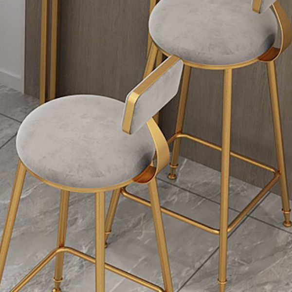 Glam Round Dining Stools Metal Low Back Bar Stools with Footrest