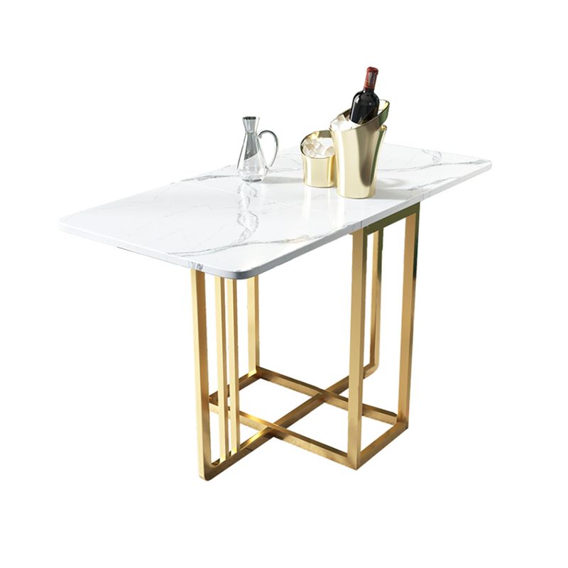 Foldable Artificial Wooden Top Dining Table Extendable Trestle Base Round Table