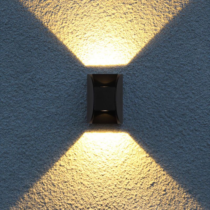 Geometric Shape Wall Lamp Modern Style Metal 2 Lights Wall Light in Black