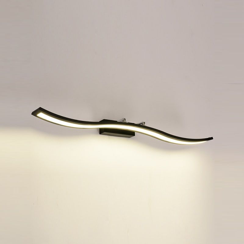 Metal Linear Shape Wall Light Modern 1-Light Mirror Wall Mount Light Fixture