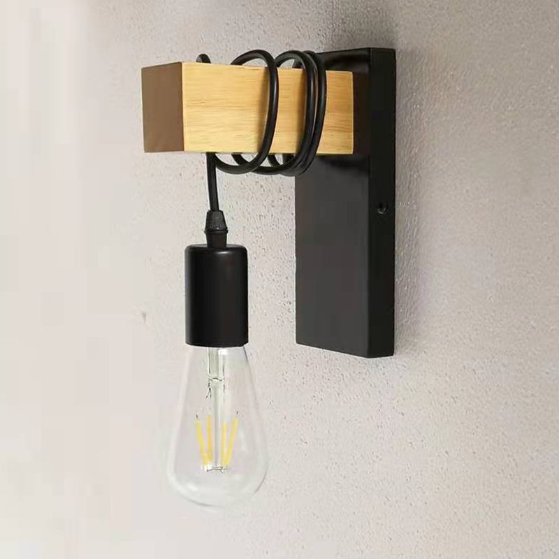 Simple Shape Wall Light Sconces Wood 1 Light Wall Lighting Fixtures for Bedroom