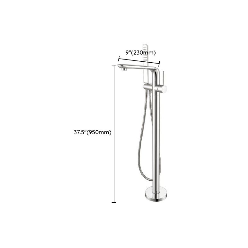 Modern Freestanding Tub Fillers Copper Floor Mounted with Handshower Bathtub Faucet