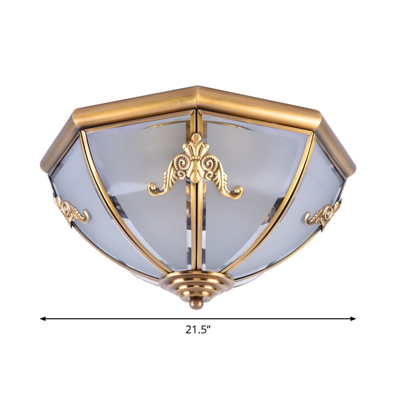 Small/Medium/Large Brass 2/3/6 Lights Flush Mount Classic Opal Glass Bowl Flush Mount Ceiling Light