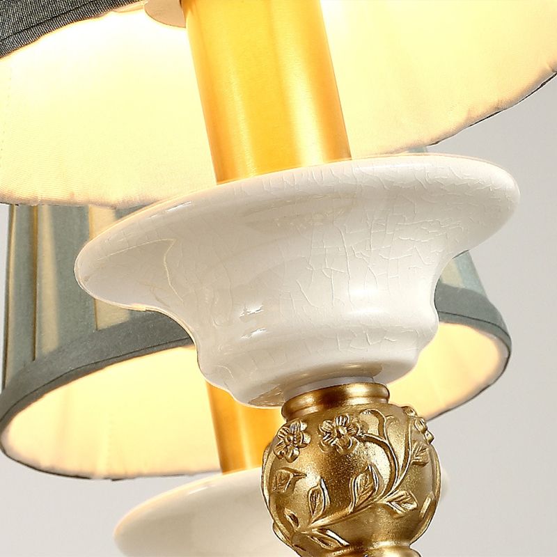 Cone Chandelier Light Fixture Traditional Pleated Fabric Shade Pendant Lighting for Restaurant