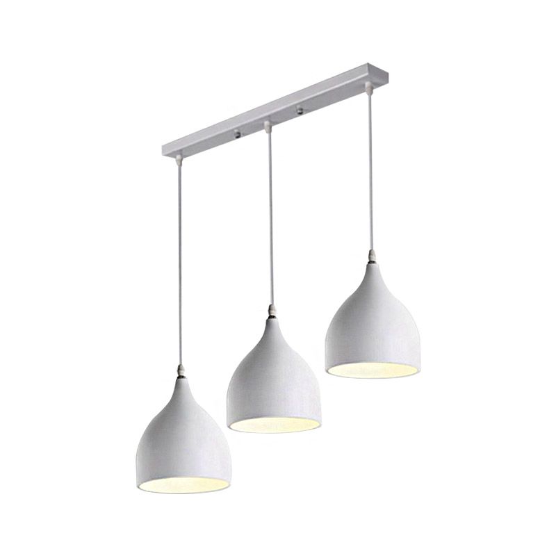 Metallic Black/White Ceiling Pendant Lighting Dome Shade 3 Lights Modernist Style Hanging Light
