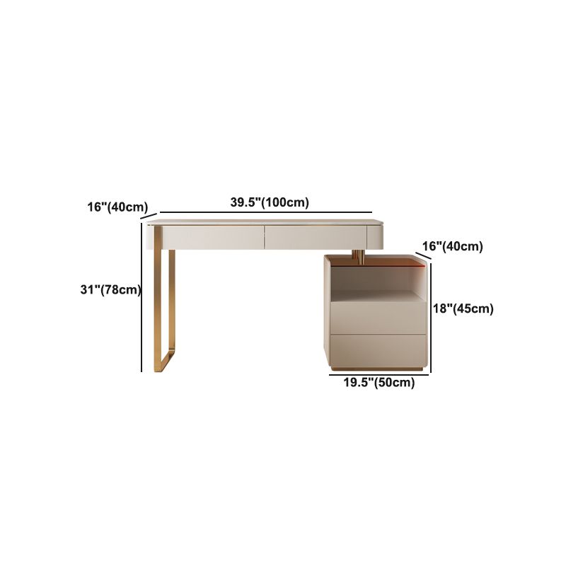 Engineered Wood Makeup Dressing Table Stool Set with Glass Accent
