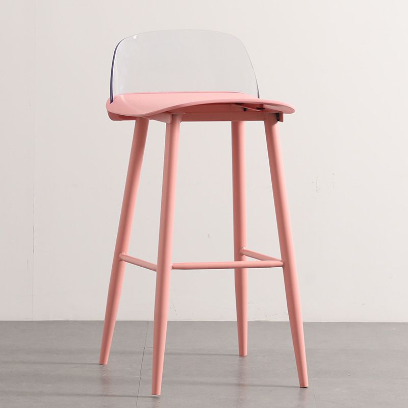 Modern Backrest Armless Counter Stool Iron Cafe Bar Stool with Acrylic Seat and Pedal