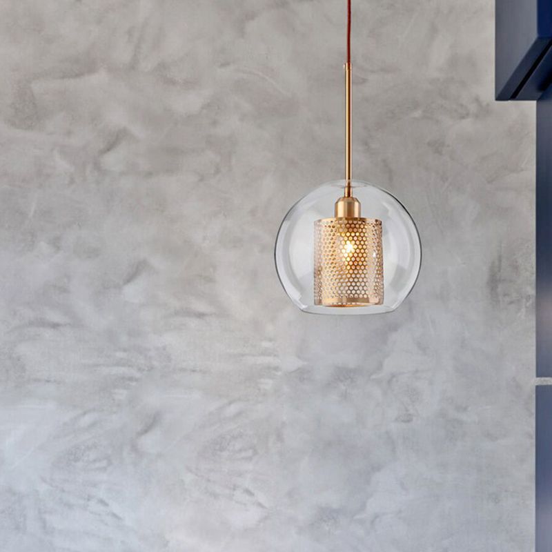 1 lichte bol lichtkit retro industrieel glas hangend licht met hangend snoer voor restaurant
