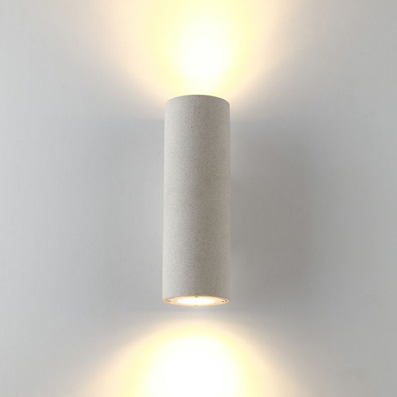Nordic 2-Bulb Up Down Light Cylindrical Wall Lamp Sconce with Terrazzo Shade for Stairs