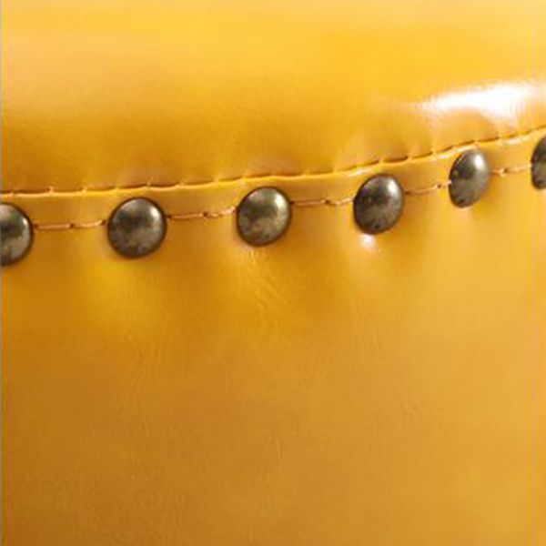Round Contemporary Pouf Pure Color Nailhead Trim PU Leather Pouf Ottoman