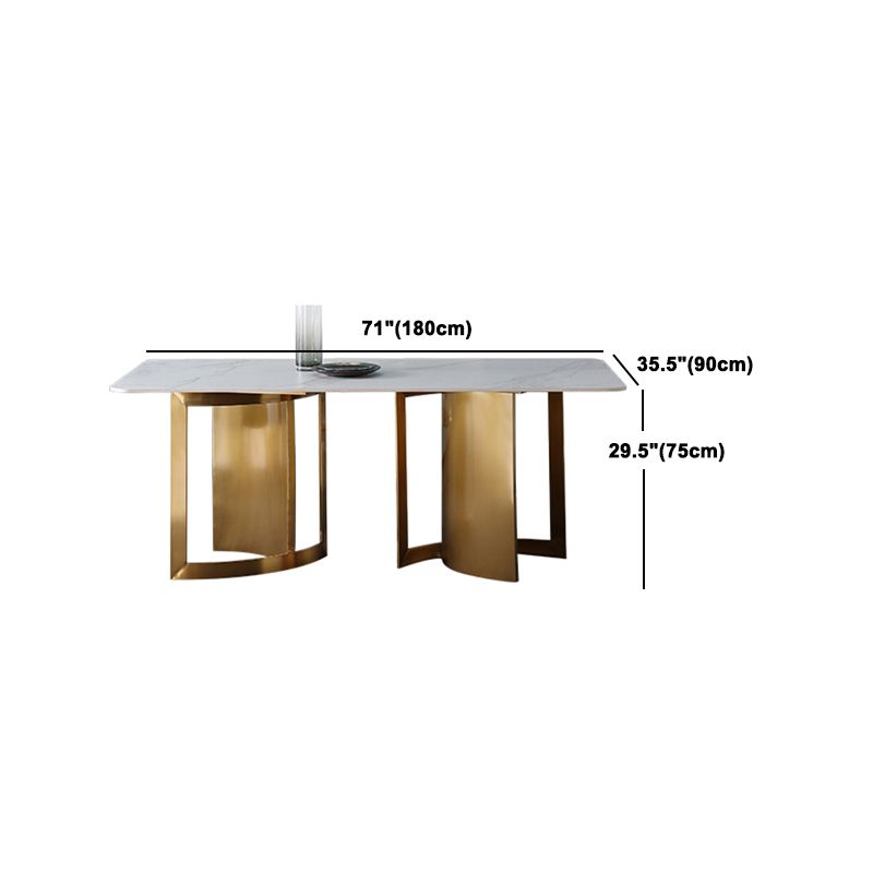 Glam White and Gold Dinette Set 1/4/5/7 Pieces Double Pedestal Dining Table Set