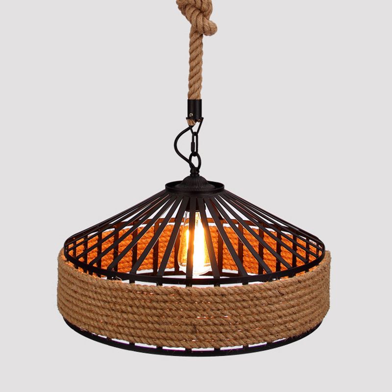 Luce a ciondolo a 1 luci marrone campagna a cordatura a forma di fienile a forma di luce a forma di bistrot per bistrot