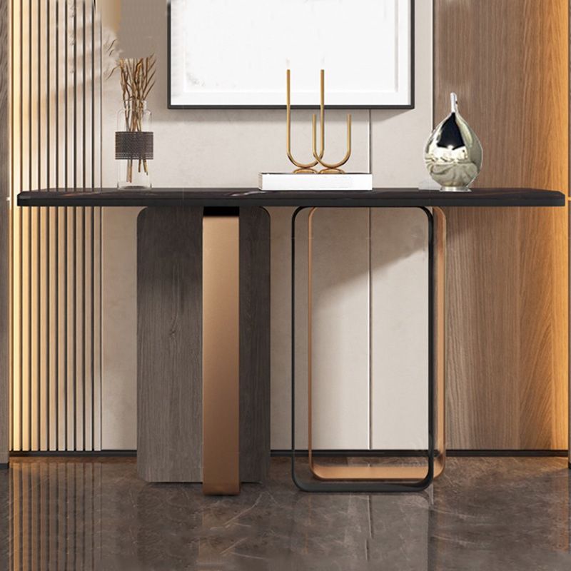 13" Wide Glam Accent Table Stone Rectangle Console Accent Table