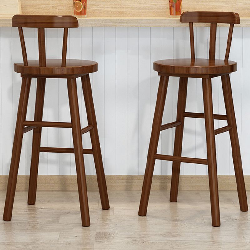 Solid Wood Footrest Counter Stool Modern Bar Stool with Low Back