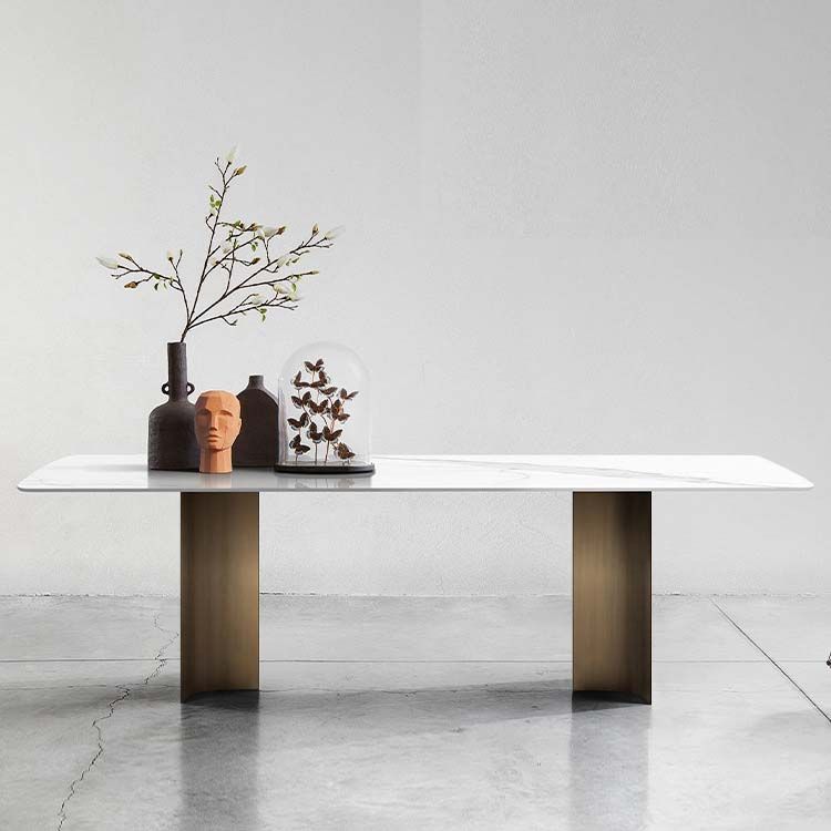 Industrial Style Sintered Stone Dining Table Rectangle Dining Table for Kitchen