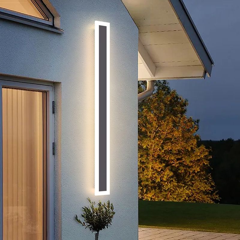 Metal Linear Shape Wall Mount Lighting Modern 1 Light Wall Mounted Light Fixture in Black