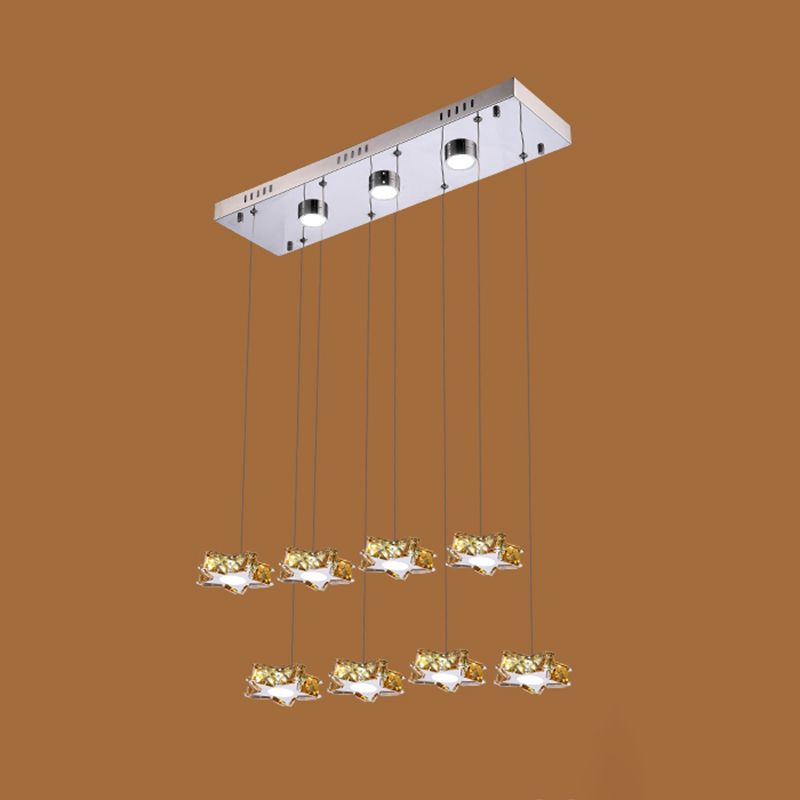K9 Crystal Star LED Ceiling Light Minimalist Stainless-Steel Hanging Pendant Light