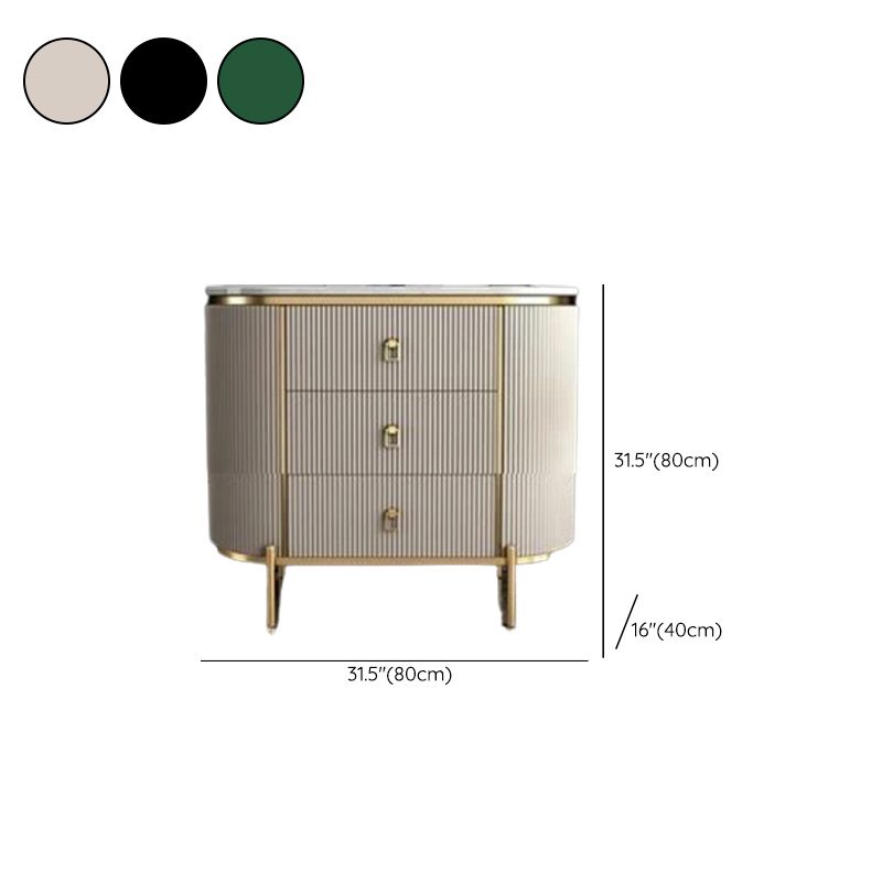 Glam Chest Bedroom Stone Vertical Storage Chest with 3 Drawers