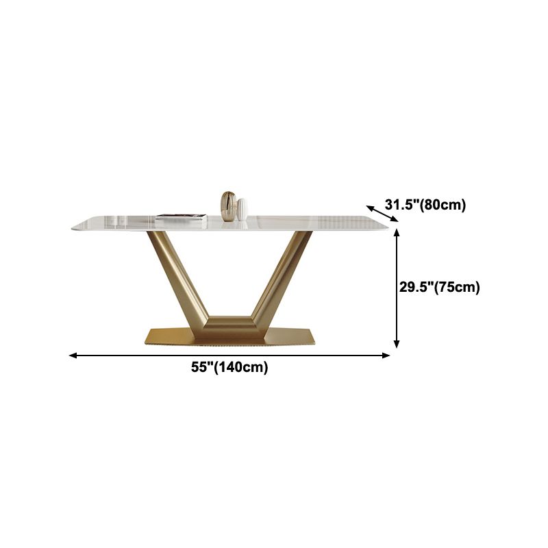 Traditional Luxury Rectangle Dining Site Table Stainless Steel Dinette Table