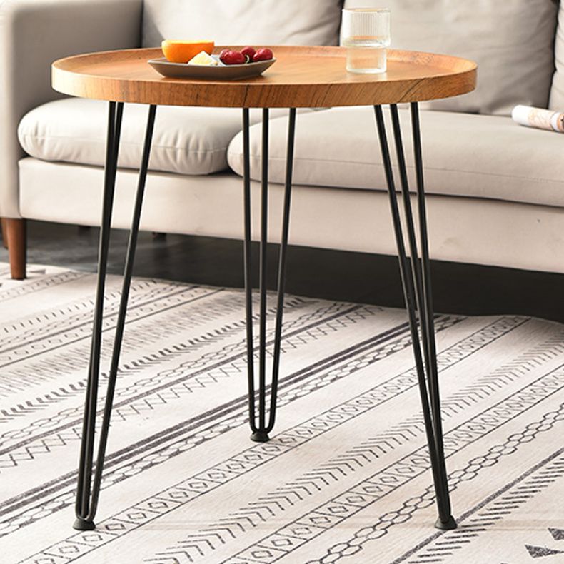 3 Legs Round Coffee Table Wooden Coffee Table in Brown Modern Style