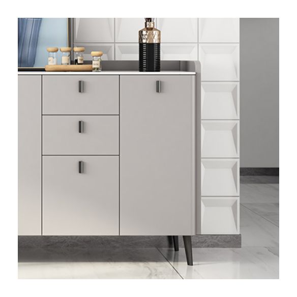 Contemporary Dining Server with Drawers Gray Sideboard Table