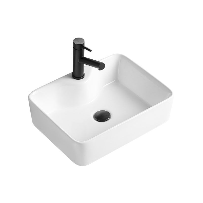 Contemporary Bathroom Sink with Pop-Up Drain Rectangular Vessel Bathroom Sink Only