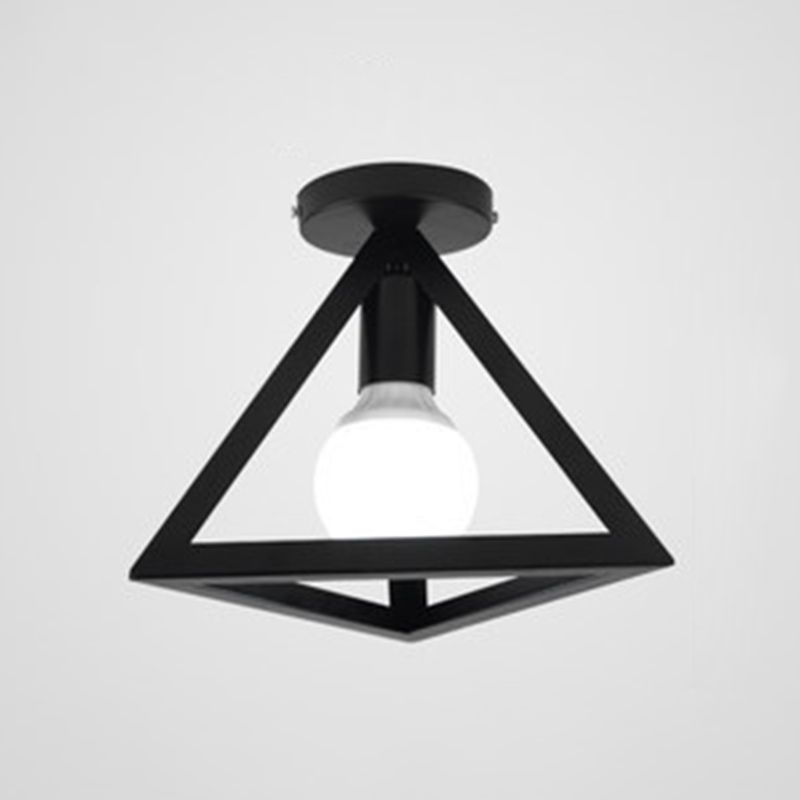 Marco geométrico de hierro forjado mini luz de techo de estilo jubilado de estilo industrial