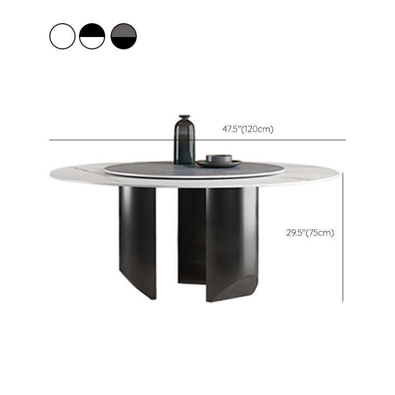 Modern Pedestal Base Dining Table Round Dinner Table with Stainless Steel Base