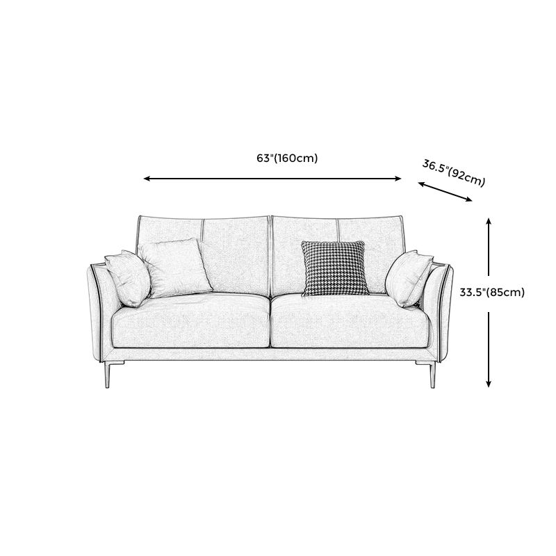 Stain-Resistant Faux Leather Couch Living Room Flared Arm Sofa with Pillow Back