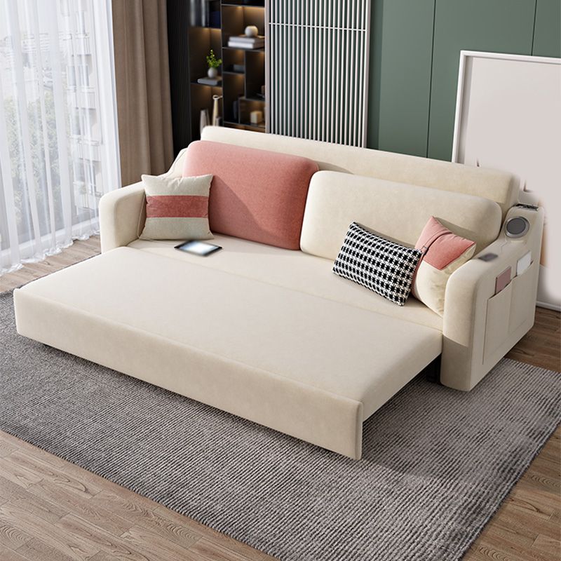 Convertible Sofa Bed with Storage Velvet Sloped Arm Futon Sofa Bed