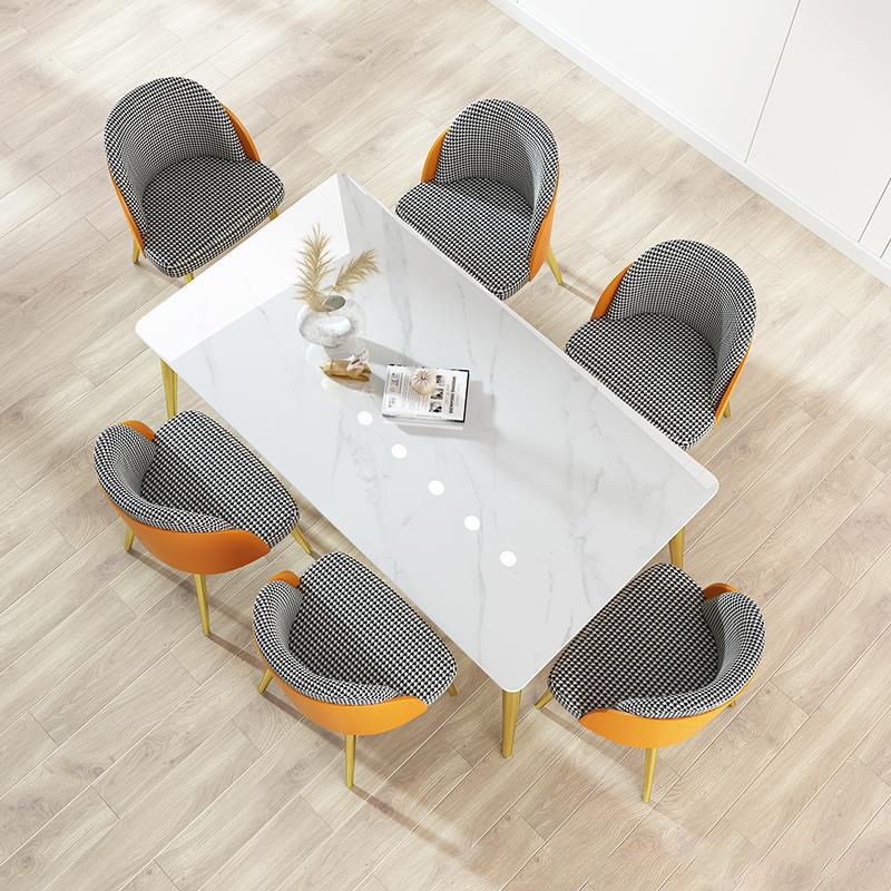1/4/5/7 Pcs Metal Scandinavian Dining Room Set with Rectangle Table Dinette Set