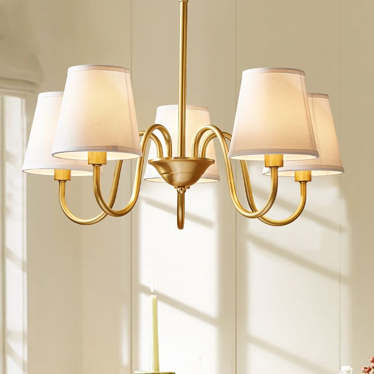 Cone Chandelier Light Fixture Traditional Fabric Shade Pendant Lighting for Restaurant