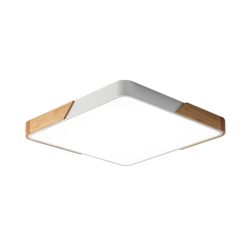 Cuadrado de empalme/Rectángulo Led de Color Rojo nórdico de madera acrílica-Luz de montaje de techo blanco en luz cálida/blanca