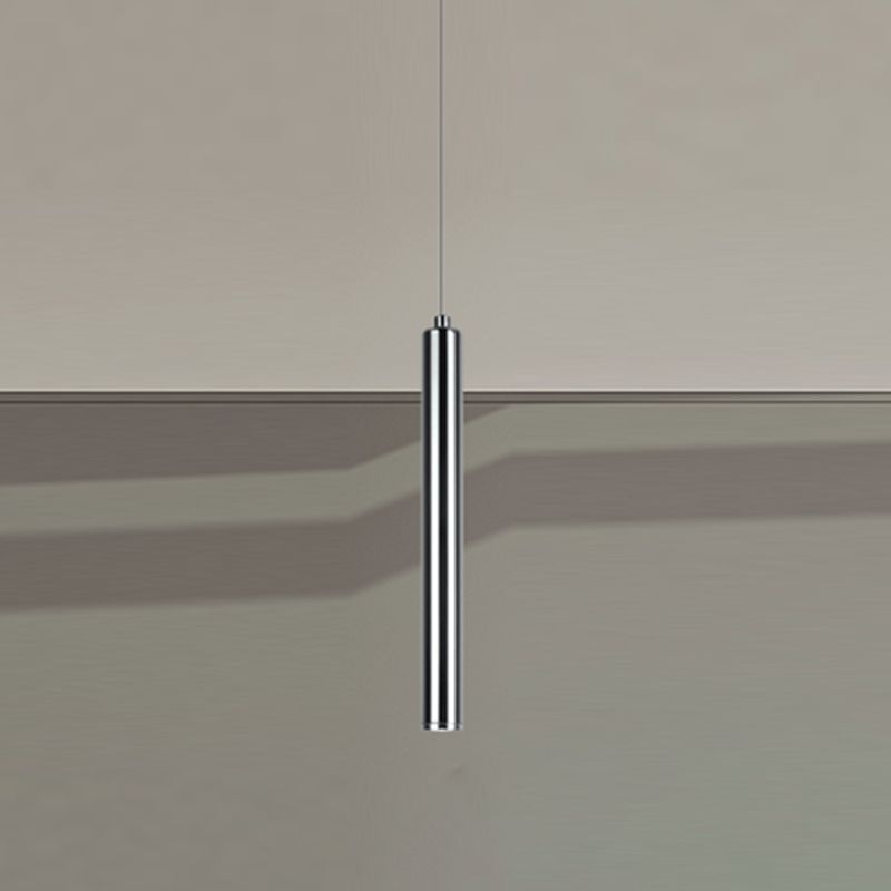 Zeitgenössischer Stil Zylinderform Pendelleuchte Leuchtmetall 1 Leichte Hanglampe in Silber