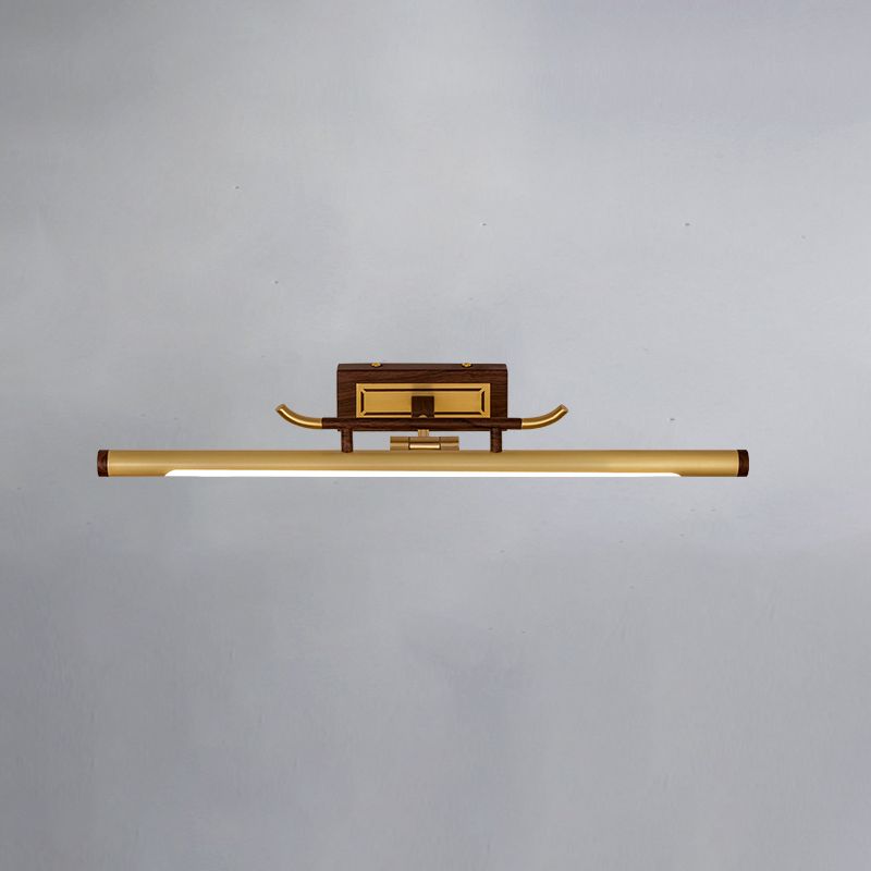 Sconcetto muro di tonalità lineare a 1 luce moderna moderna illuminazione da parete specchio in stile semplice in ottone