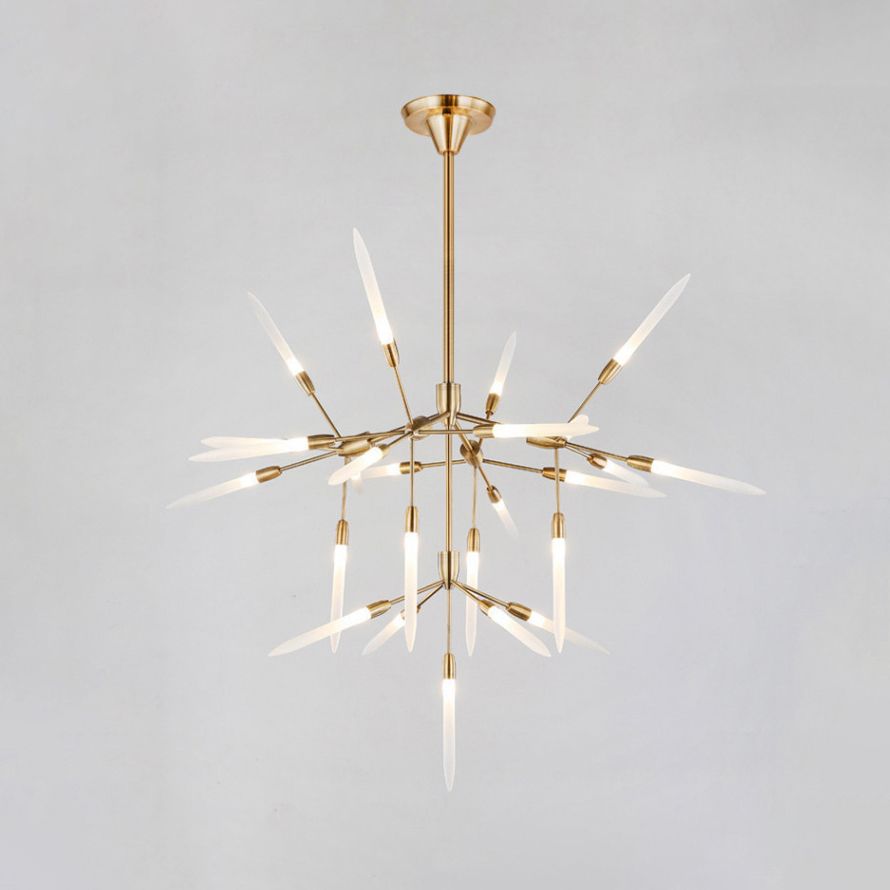 Accrilico Spur Lampadario illuminazione moderna elegante 5/25 luci per finitura in oro lampada a soffitto per soggiorno