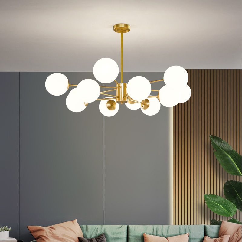 Metal Ceiling Hanging Lights Modernist Chandelier Light Fixture with Glass Shade