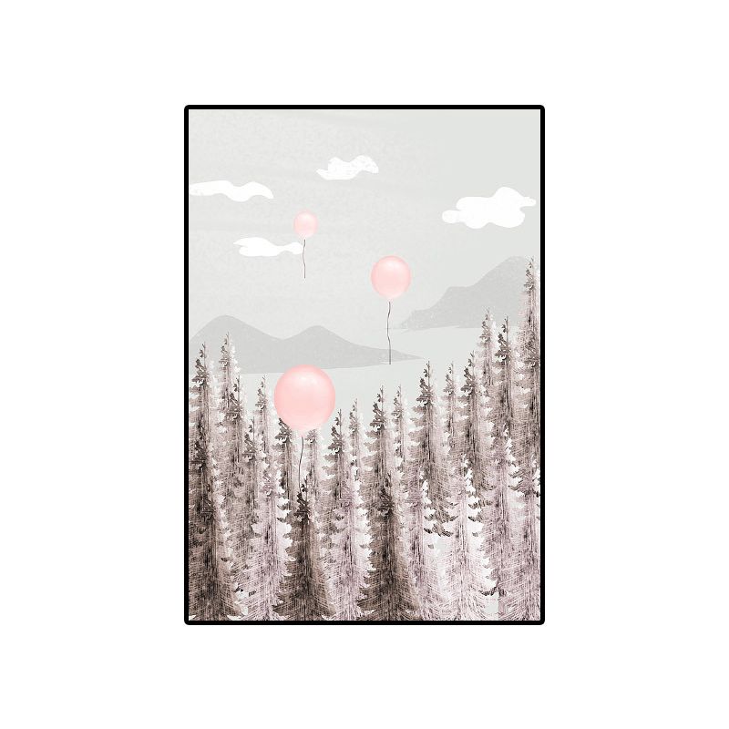 Graue Ballon-Leinwand, Waldlandschaft, Vintage-Struktur, Wanddekoration für Wohnzimmer