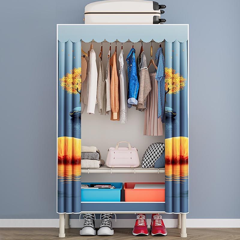 Contemporary Wardrobe Armoire Steel Adjustable Shelves Wardrobe Closet for Bedroom