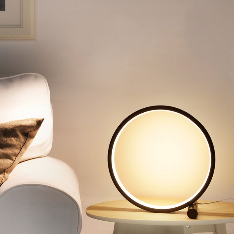 Lampada da tavolo notturna a forma di cerchio moderna 1 comodino leggero lampada
