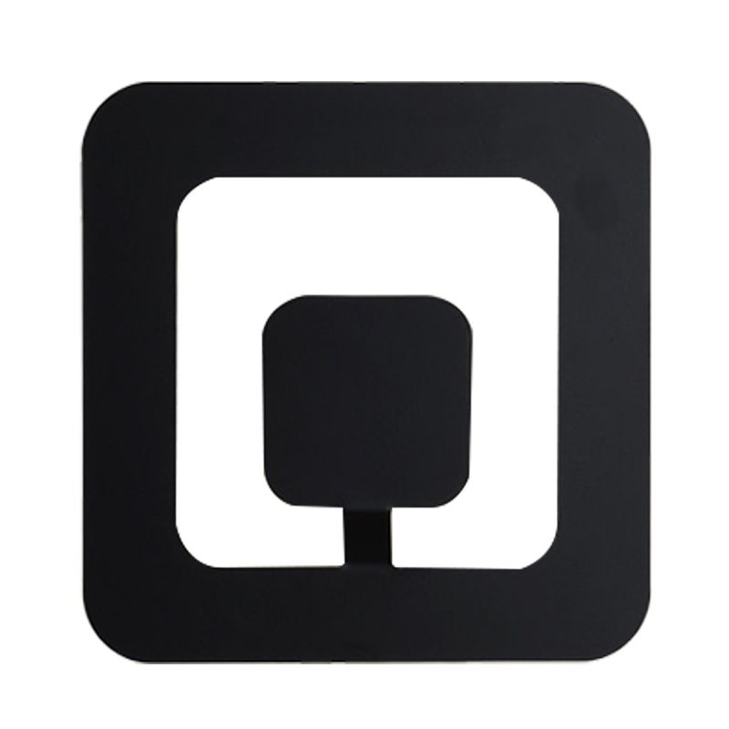 Minimalism Square Sconce Lamp Fixture Iron 7"/9" Wide LED Bedroom Wall Lighting Ideas in Black