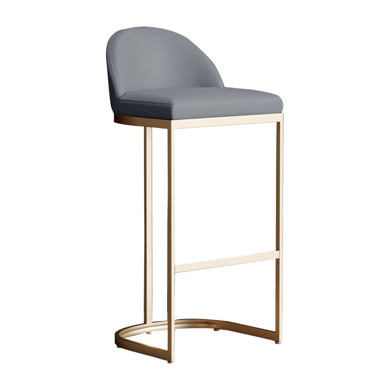 Bucket Faux Leather Dining Stool Low Back Bar Stool with Gold Metal Base