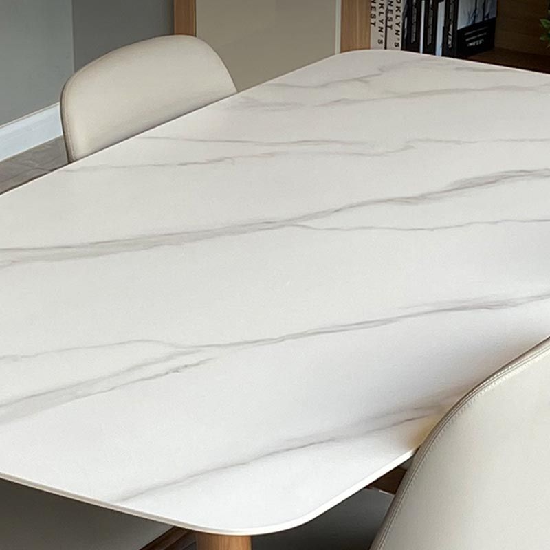 Modern Stone Top Dinner Table Natural Finish Legs Dinner Room Kitchen Table
