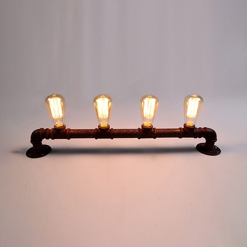 4 bombillas Luz de montaje de pared lineal con diseño de tuberías estilo industrial de pared negro/bronce para cocina