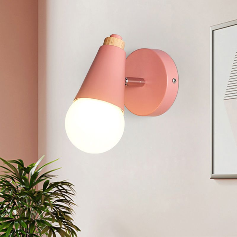 Ángulo ajustable 1 Luz de luz CONO Luz de pared Macaron Minimalista Metalista de metal de estilo