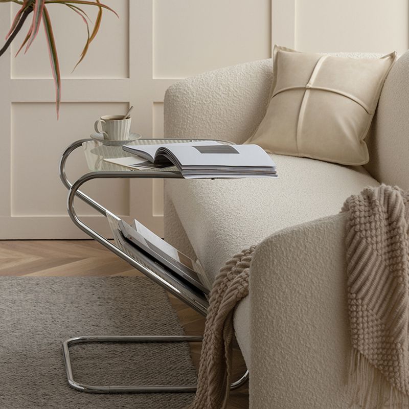 Abstract End Table Contemporary Style 23.62-inch Glass Top Side Table