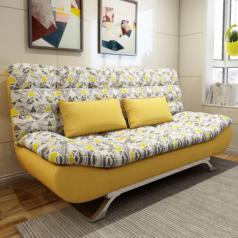 Contemporary Faux Leather and Cotton Blend Convertible Sofa Bed