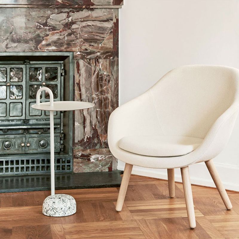 Mid-Century Side Table Metal Pedestal Tray Top End Table for Living Room