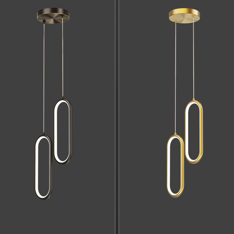Aiuto in metallo ovale Pendente leggero in stile moderno a sospensione a led sospensione per sala da pranzo